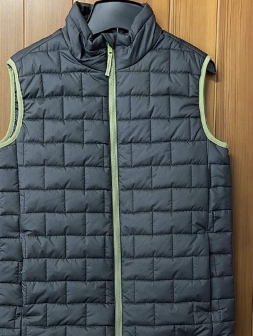 Kids Puffer Vest in Charcoal with Lime Trim